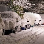 snow on cars