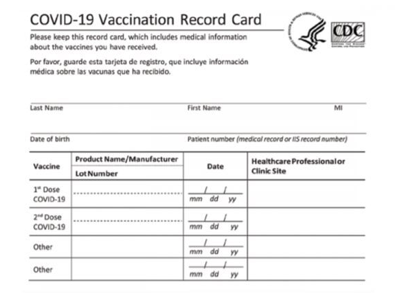 Covid vax card