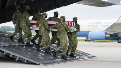 Photo of Sunday. the Dignified Transfer of Marine Lance Corp. Jared Schmitz of Wentzville, MO